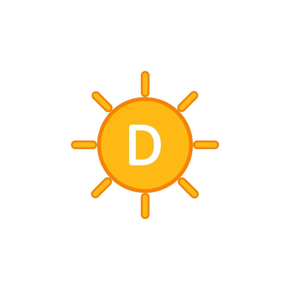 vitamine d zon icoon. zonneschijn symbool. teken d3 vector. vector