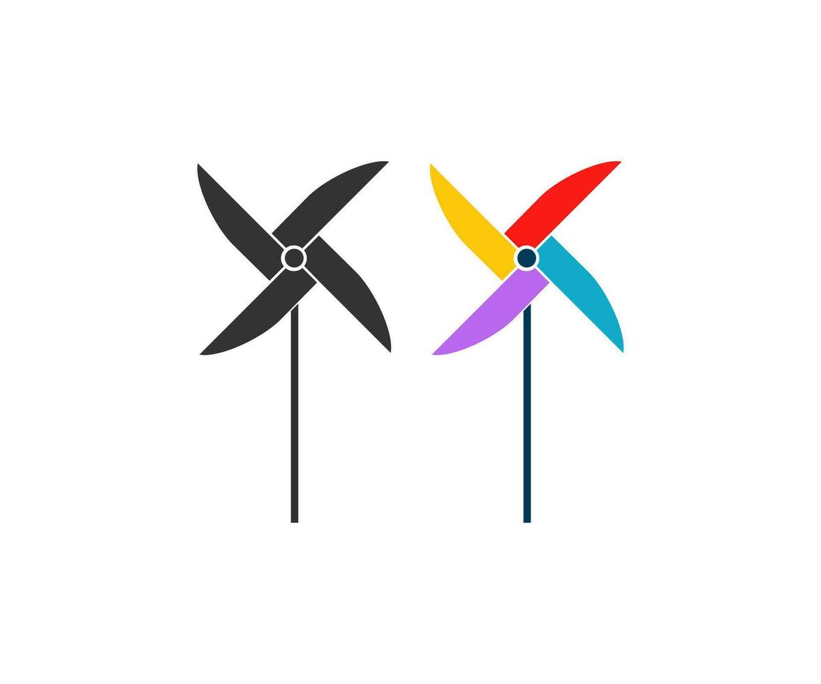 gekleurde pinwheels icoon. papier windmolen symbool. teken lucht spel vector. vector