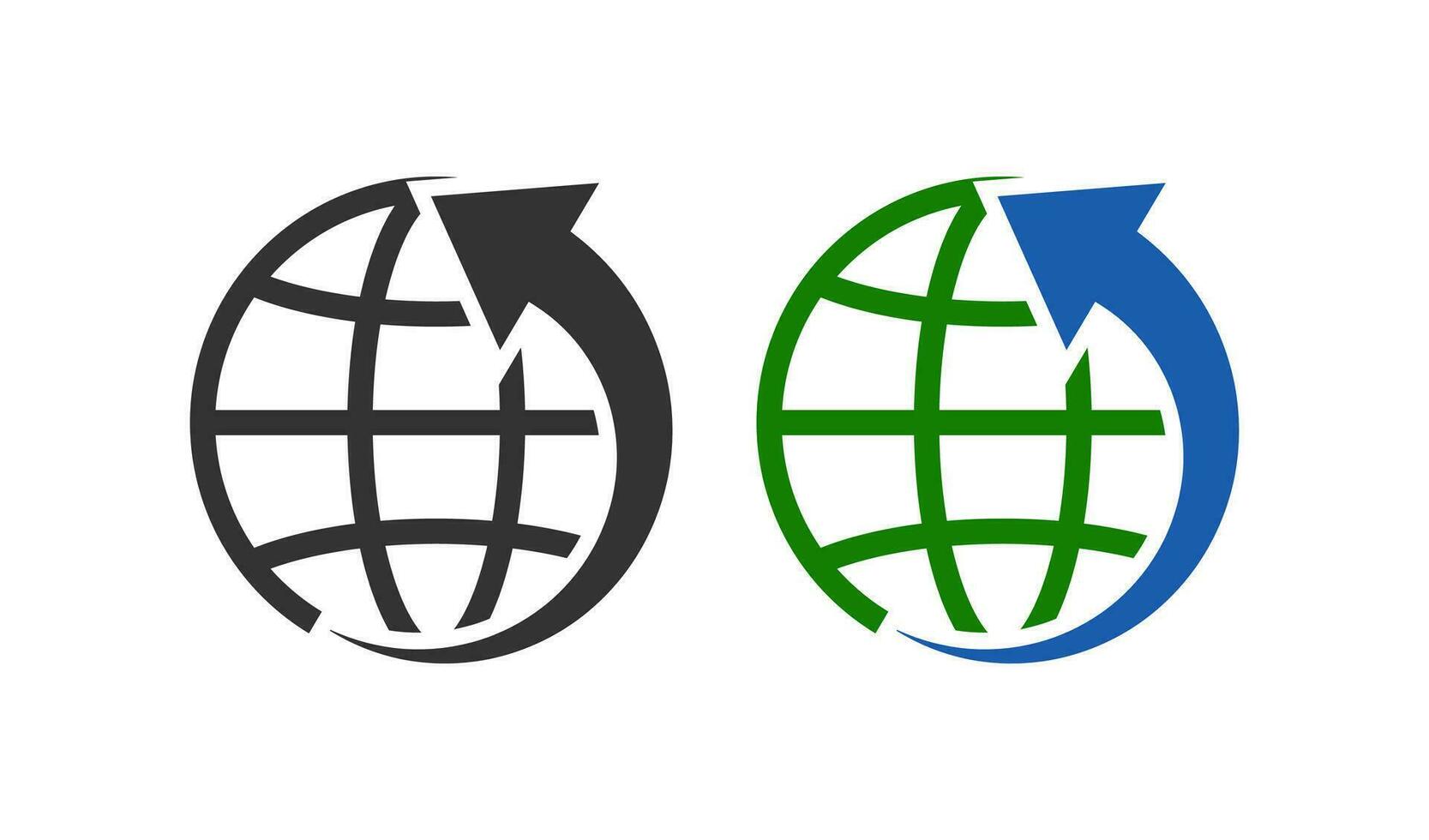 wereldbol en pijl icoon. Internationale vervoer symbool. teken in de omgeving van de wereld vector. vector