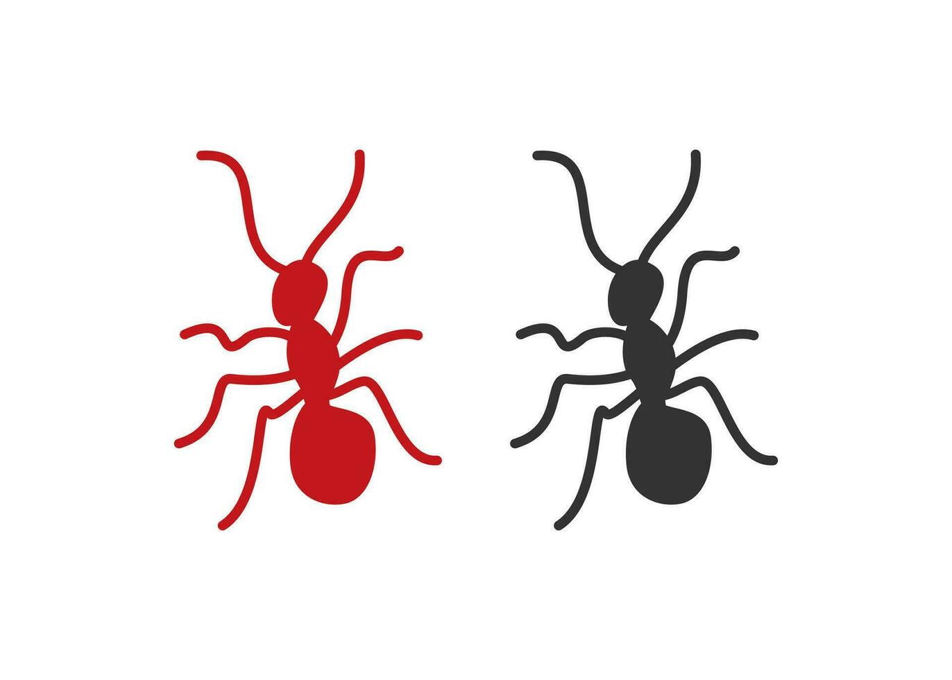 rood en zwart mier icoon. detailopname emmet symbool. teken insect vector. vector