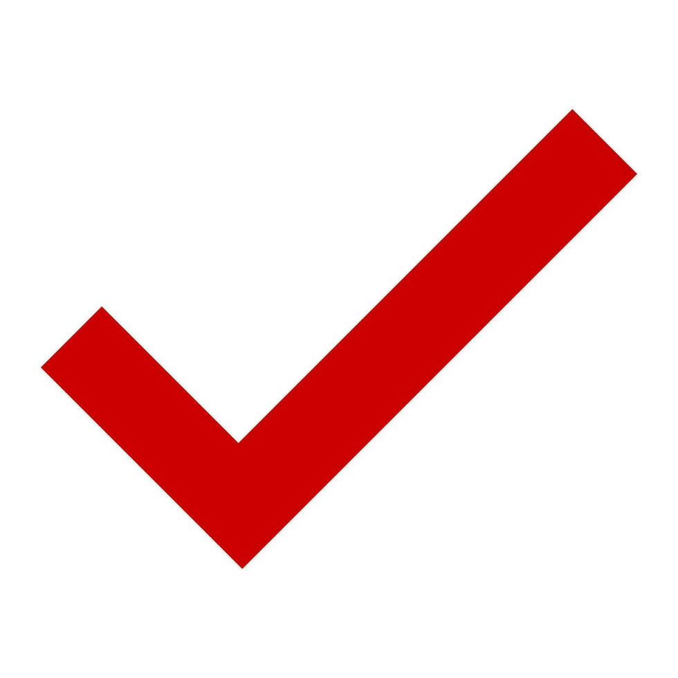 rood controleren Mark icoon. positief keuze symbool. teken app knop. vector