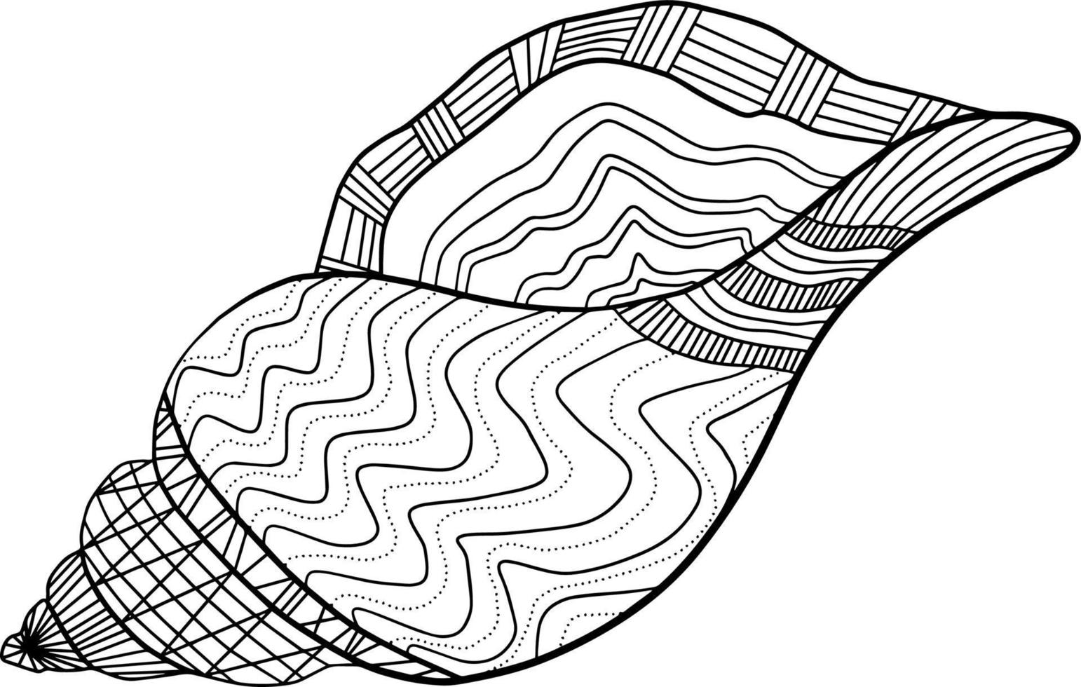 zeeschelp zee vector geïsoleerd hand tekening schets zwart-wit kleurboek silhouette
