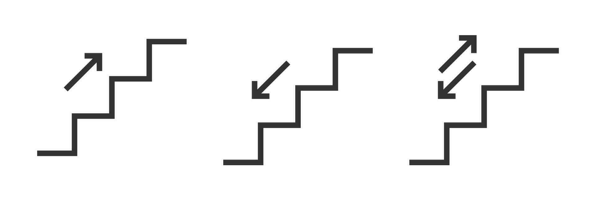 trap omhoog, trap naar beneden icoon. trap richting informatie symbool. teken navigatie trappenhuis vector. vector