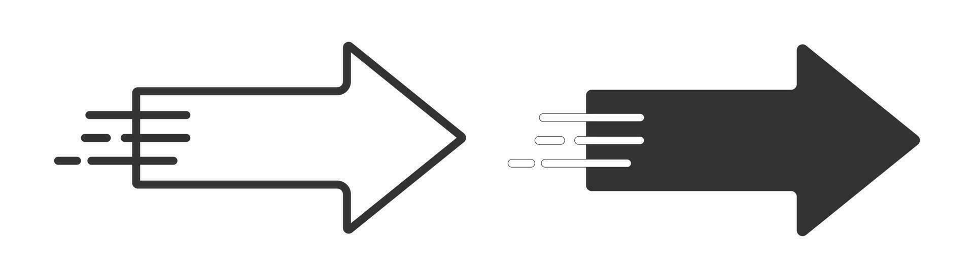 vliegend pijl icoon. Rechtsaf wijzer symbool. teken richting vector. vector