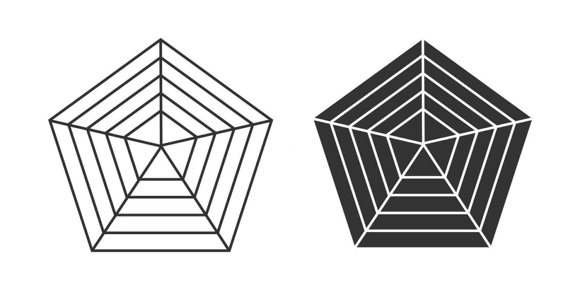 5s blanco Pentagon radar tabel icoon. spin diagram symbool. teken geometrie vector. vector