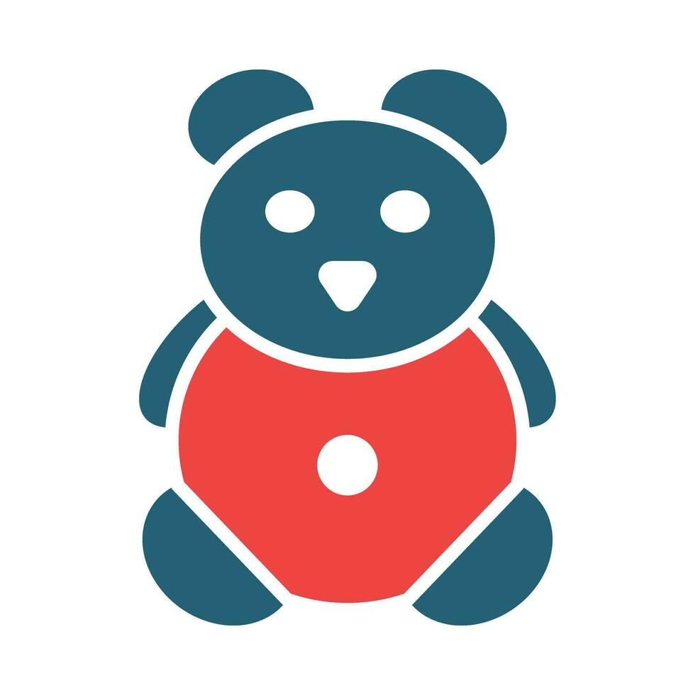 teddy beer glyph twee kleur icoon ontwerp vector