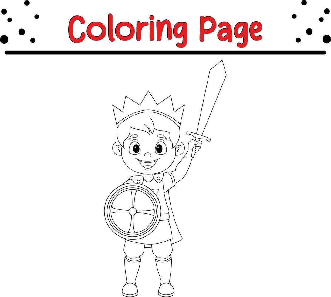 gelukkig prins met zwaard kleur bladzijde vector