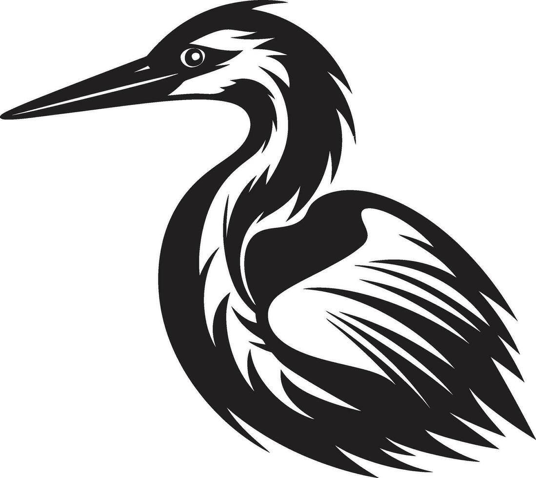 zwart en wit reiger embleem reiger symbool met een twist vector