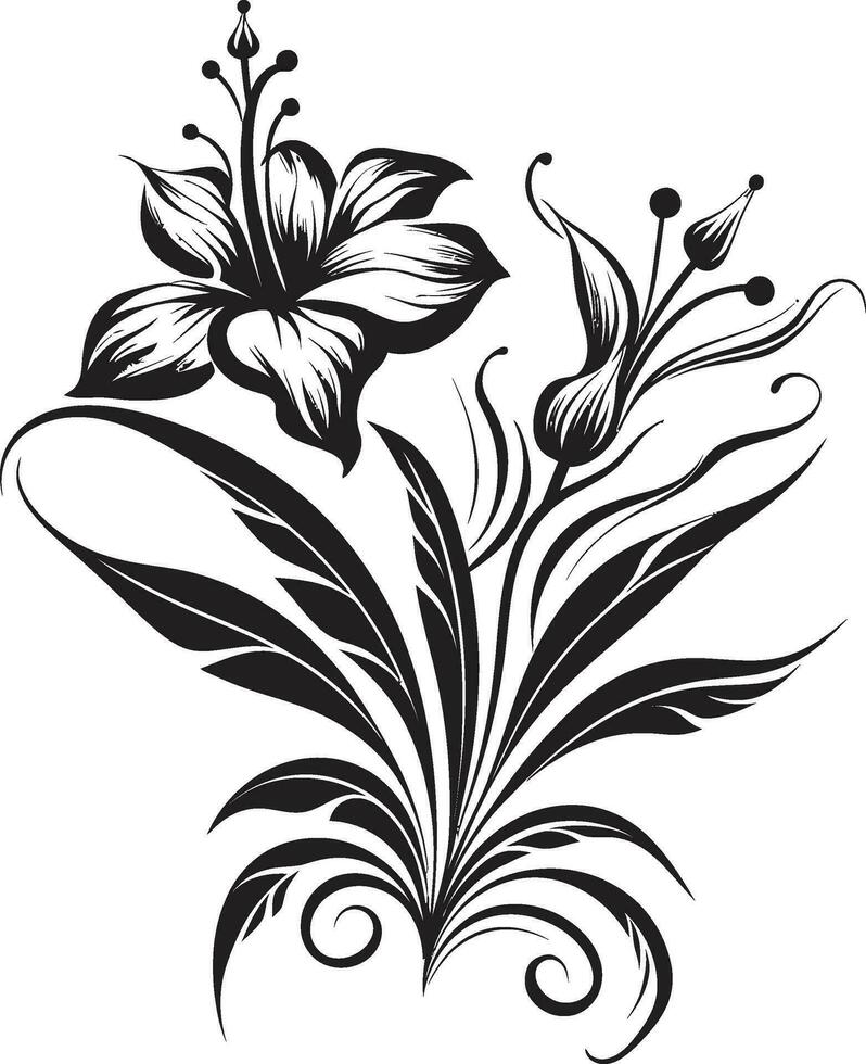 tropisch elegantie zwart vector icoon levendig oerwoud bloeien vector ontwerp