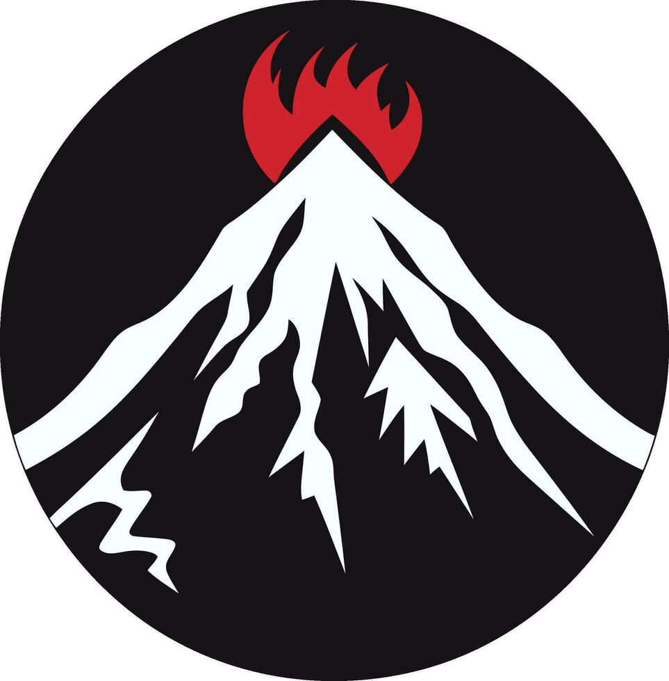 inferno pieken zwart vector logo voor vulkaan majesteit episch brandstapel vulkaan berg in stoutmoedig zwart ontwerp