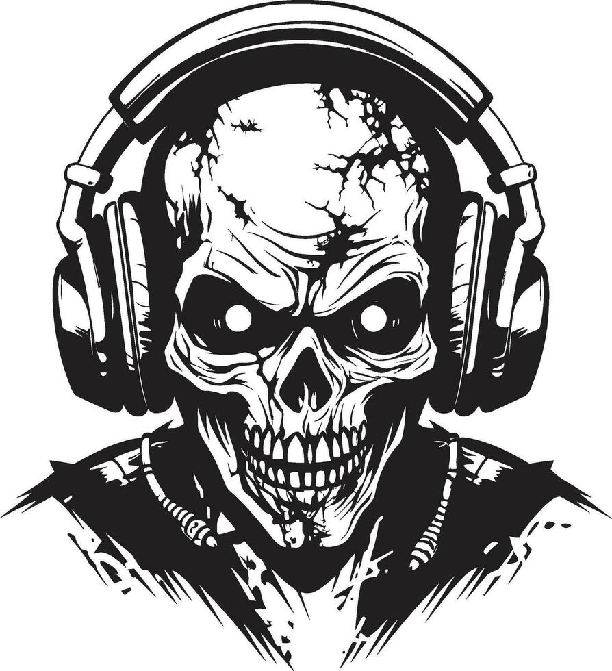 zombie ritmisch pulse elegant koptelefoon vector griezelig dj resonantie zombie koptelefoon artwork