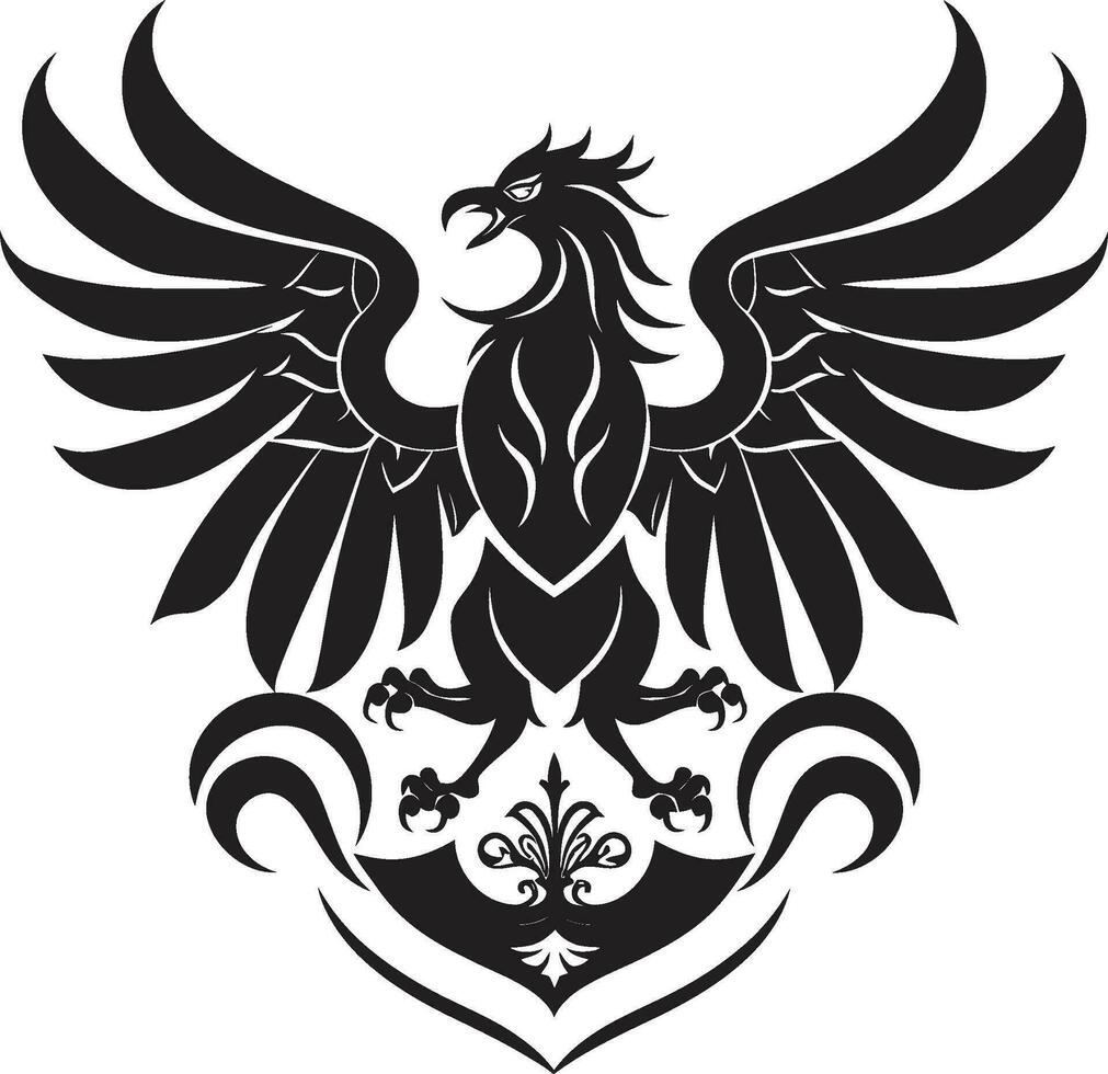 majestueus vector heraldisch insigne zwart icoon edele kam silhouet vector ontwerp