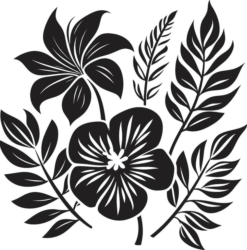 weelderig keerkring bloemblaadjes vector ontwerp paradijs tuin essence zwart icoon