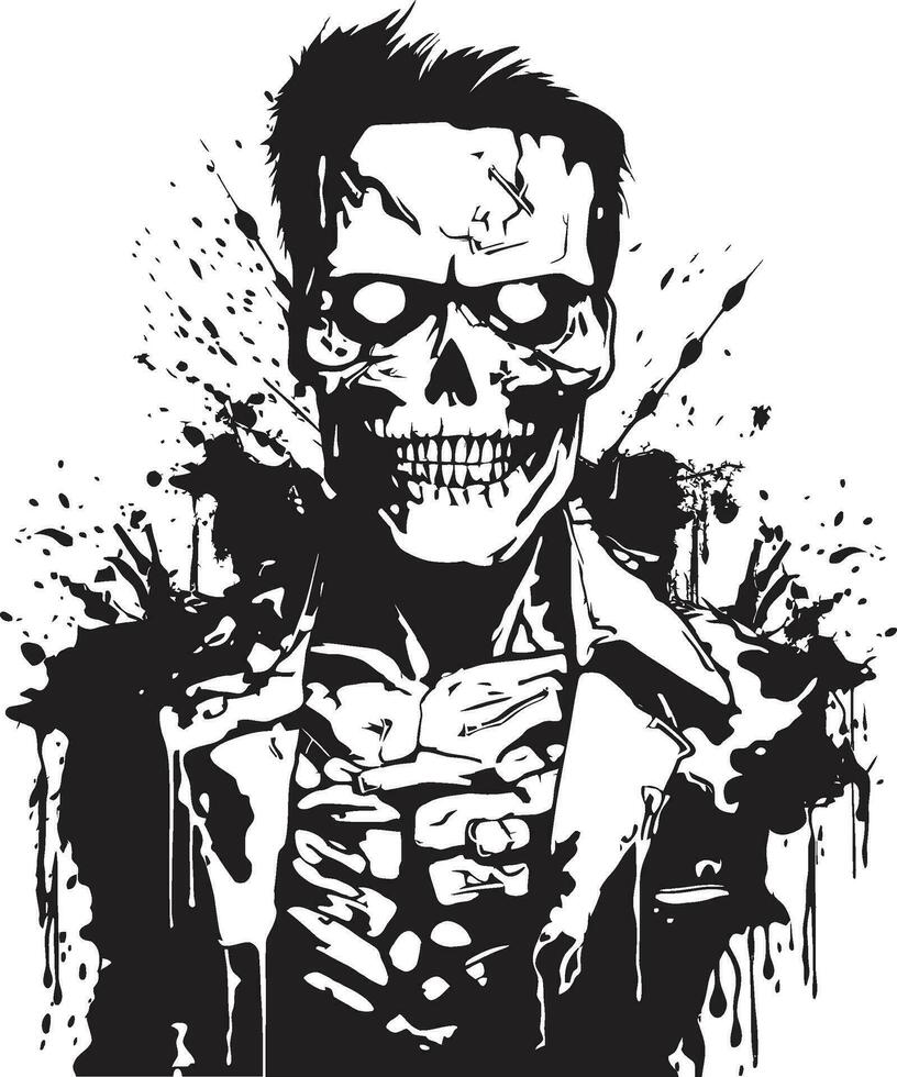 cyborg opwekking zombie vector icoon ondood machine samenvoegen vector ontwerp