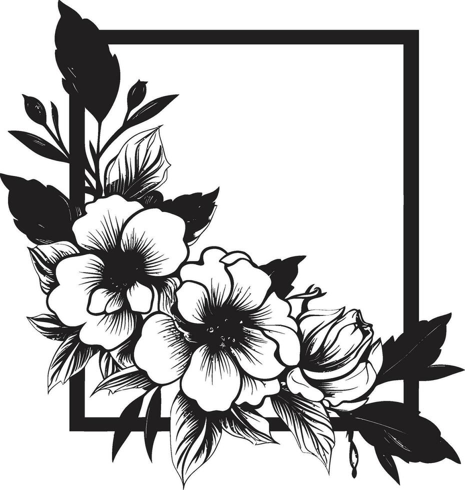 artistiek bloeien grens vector ontwerp icoon bloemblad gevormde bijlage zwart vector