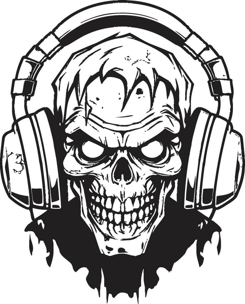 ondood audio mengen zombie koptelefoon vector afschuwelijk sonisch gevoel elegant zombie icoon