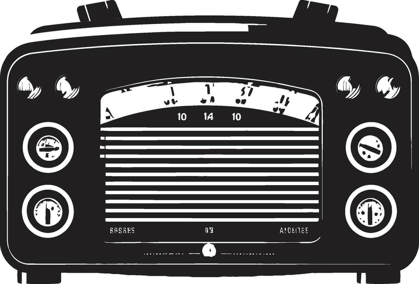 analoog radio apparaat zwart icoon radio tuner nostalgie vector zwart ontwerp