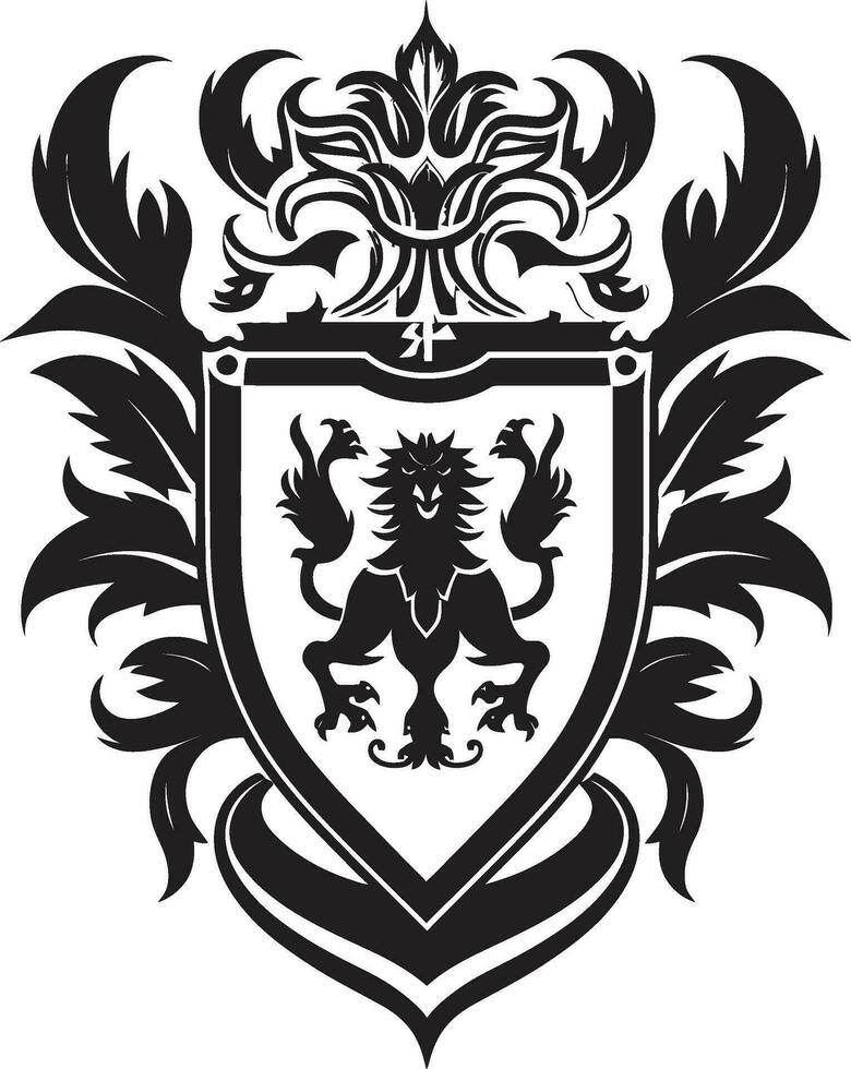 raadselachtig emblematisch schild vector ontwerp oude monarchistisch symbool zwart vector icoon