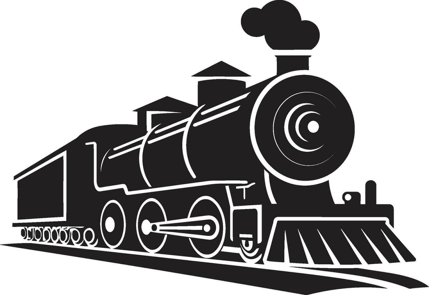 tijdloos spoorweg avontuur vector ontwerp stoom- locomotief heerlijkheid zwart icoon