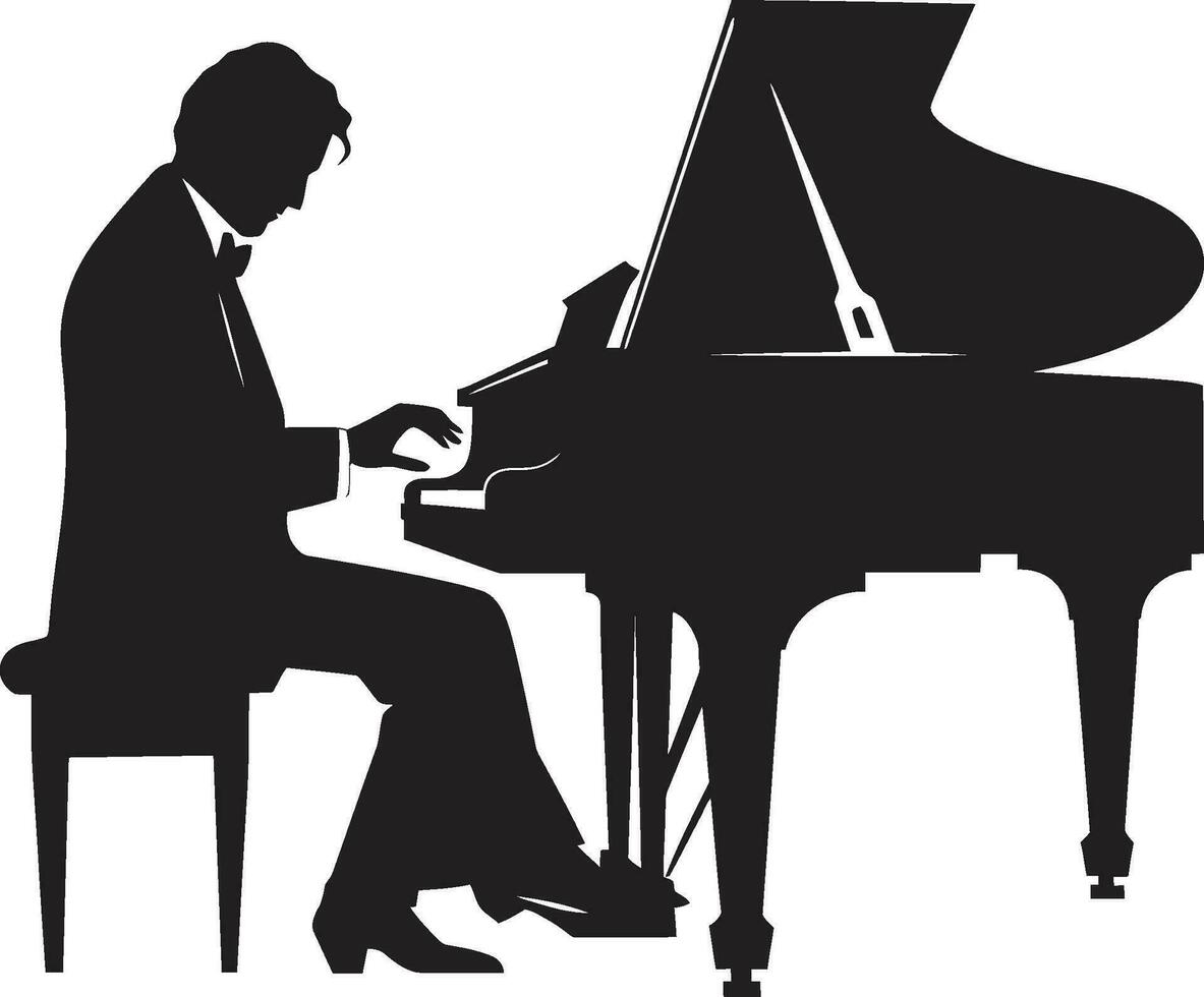 klassiek toetsenbord artiest zwart vector icoon groots piano performer vector ontwerp