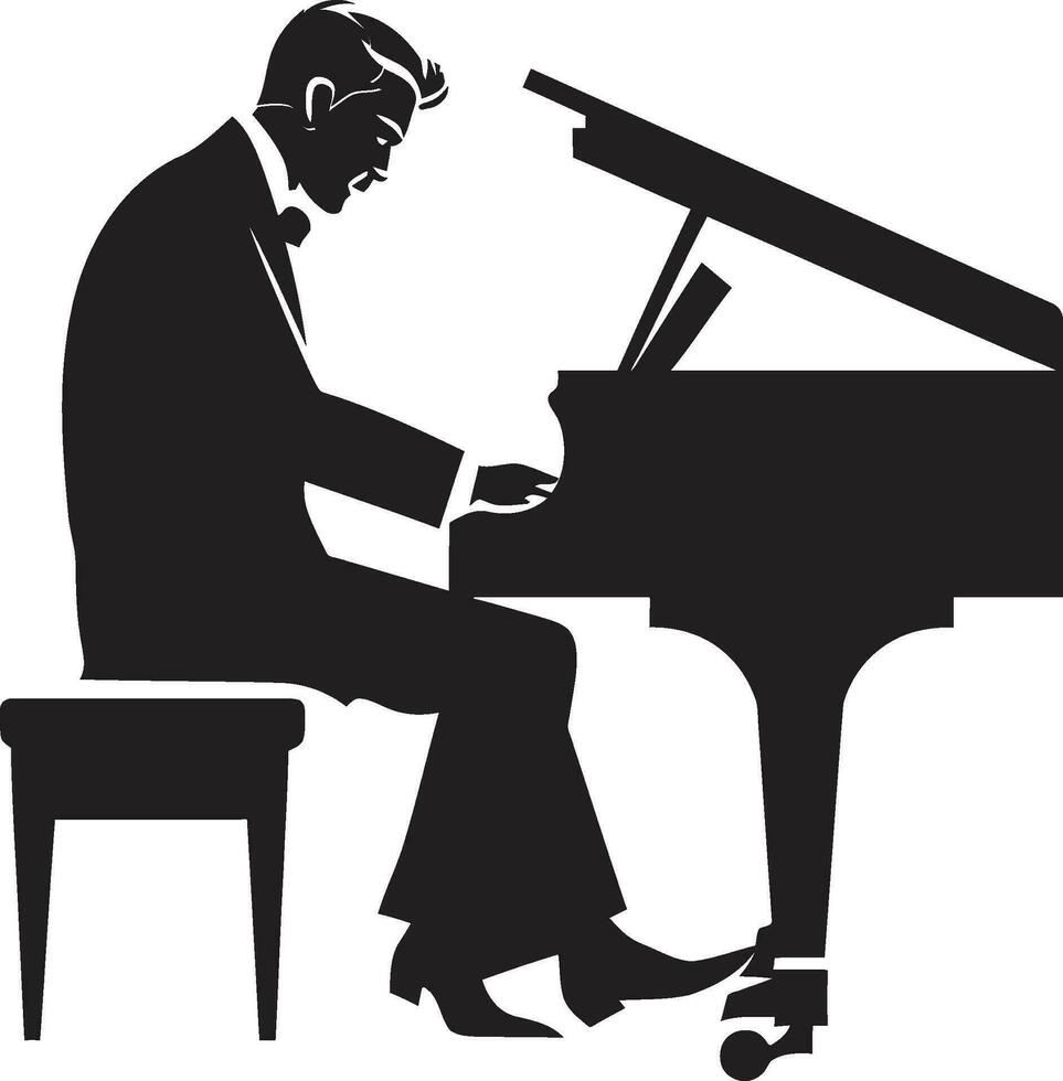 symfonisch pianist vector zwart ontwerp sleutel beroertes meester zwart vector icoon