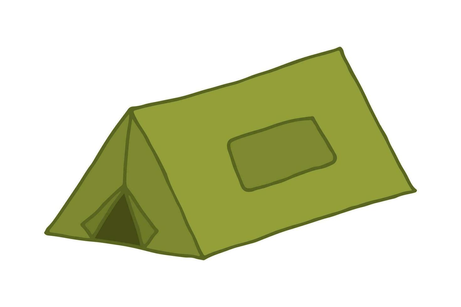 groen camping tent. vector tekening hand- getrokken kleurrijk illustratie voor camping, hiking, lokaal toerisme
