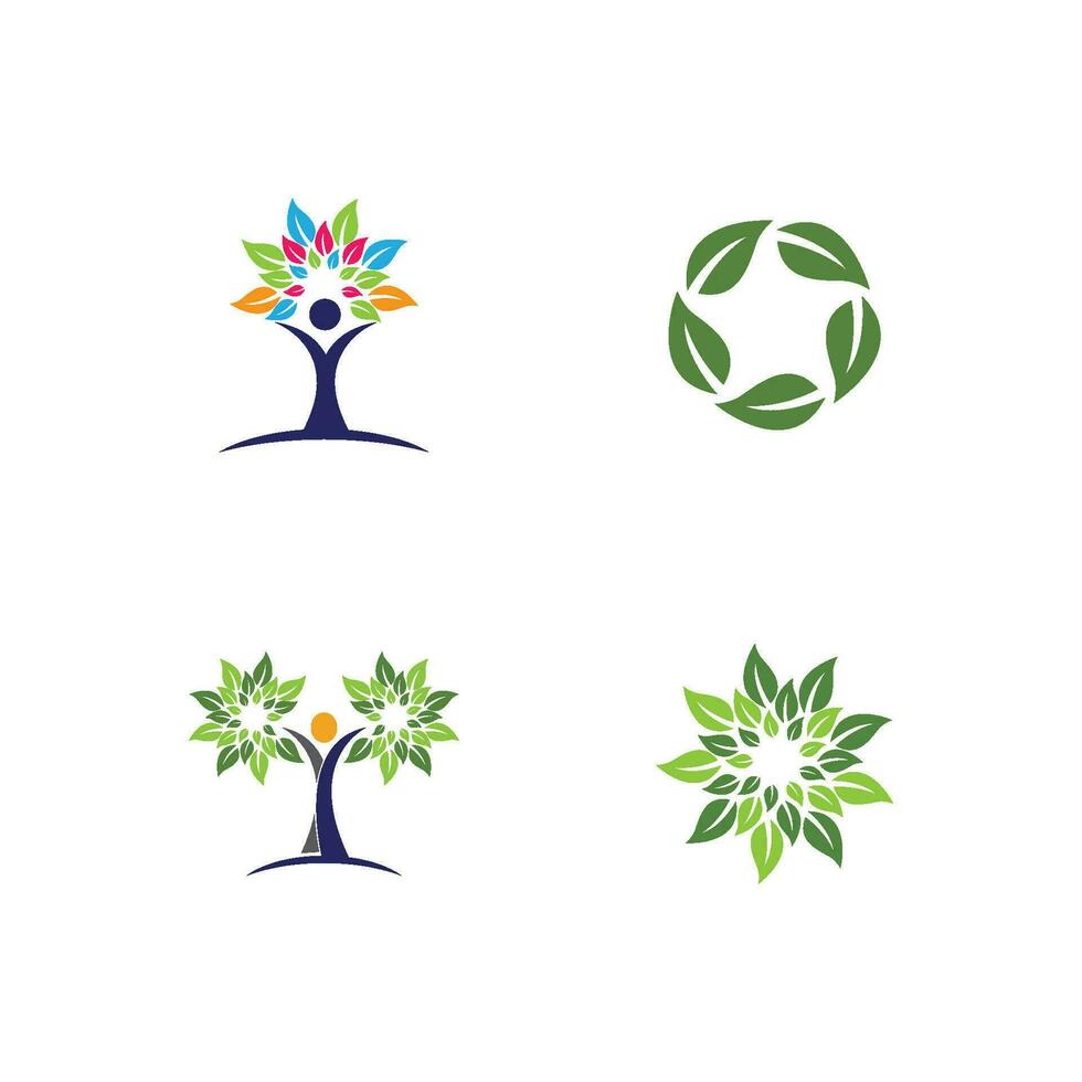 logo's van groene boom blad ecologie vector