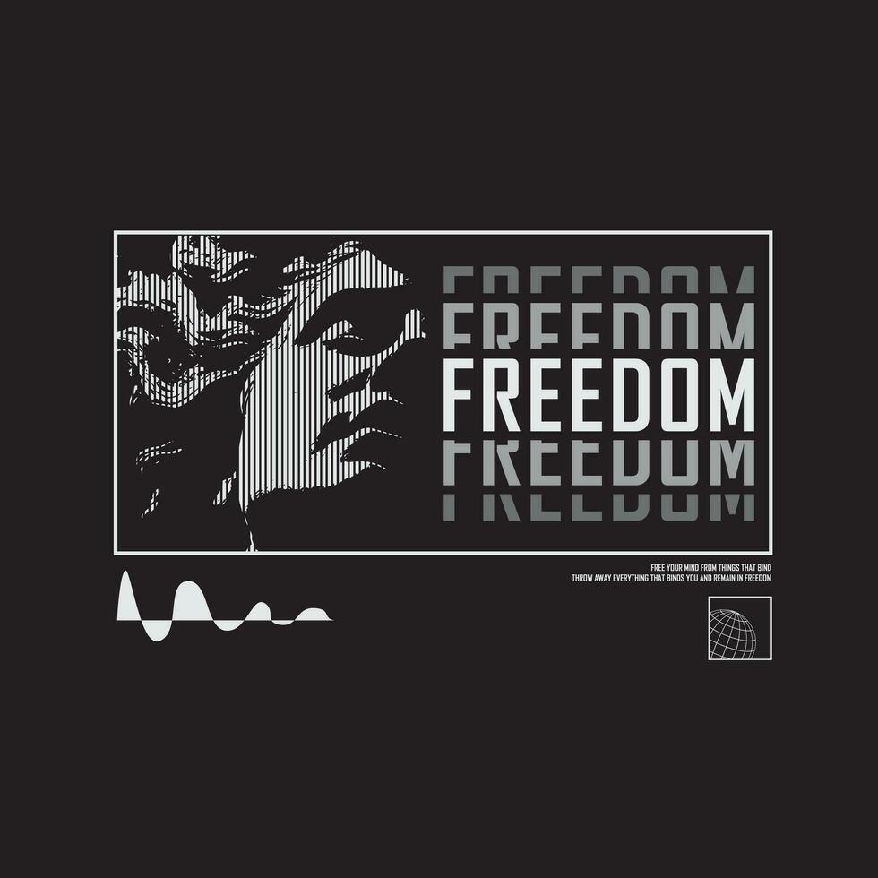 vector illustratie Aan de thema van vrijheid. t-shirt grafiek, straat slijtage,poster, banier, folder, afdrukken en ansichtkaart
