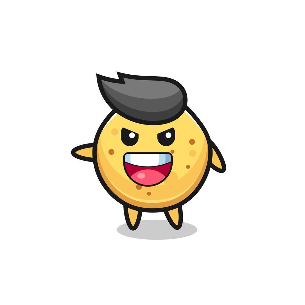 aardappelchip-cartoon met zeer opgewonden pose vector