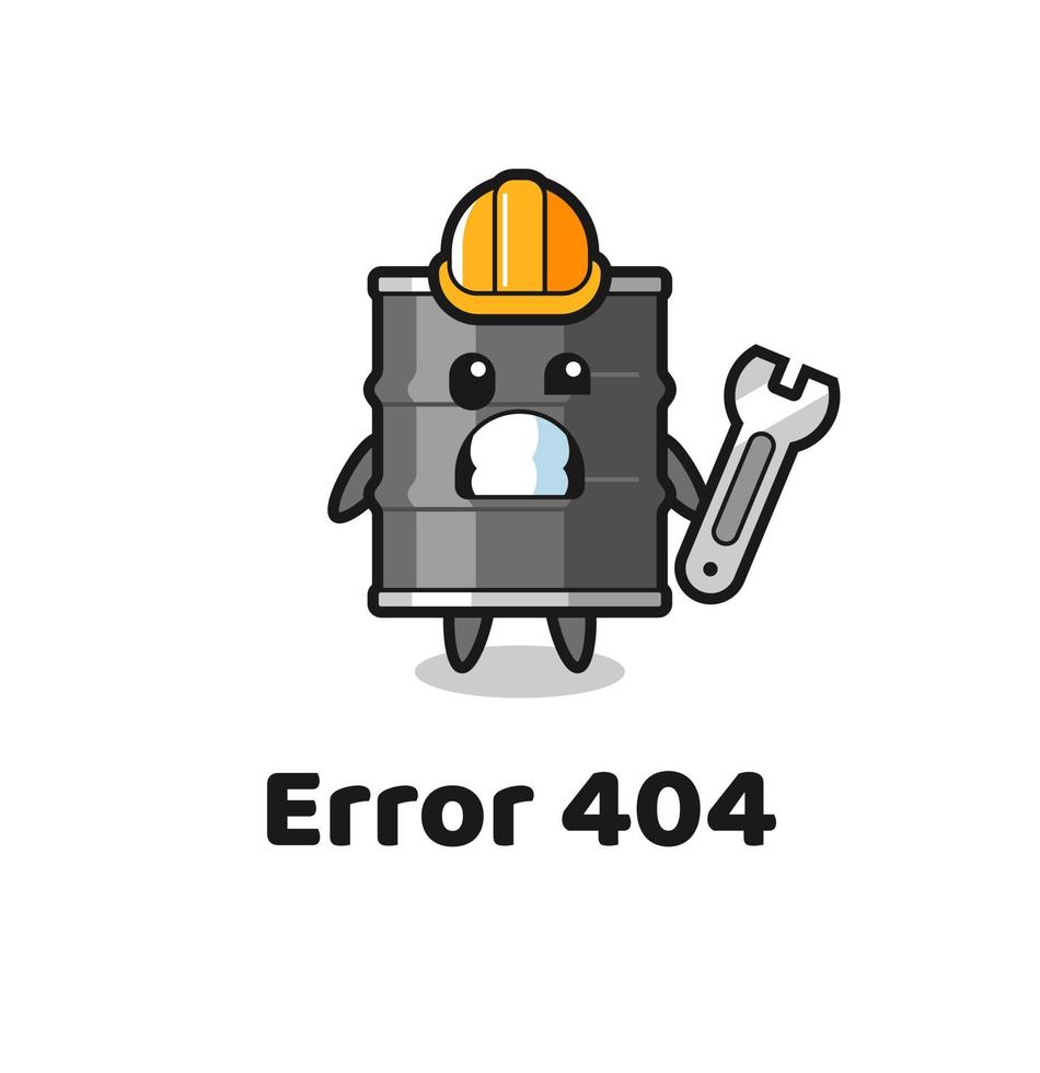 error 404 met de schattige mascotte van een olievat vector