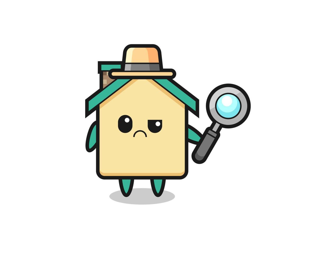 de mascotte van schattig huis als detective vector