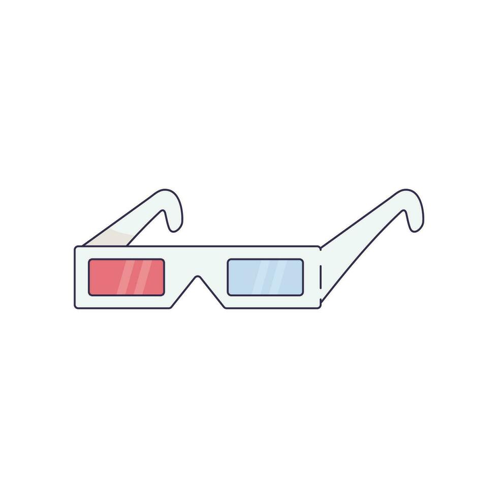 3d bril met rood en blauw voor aan het kijken een film vector