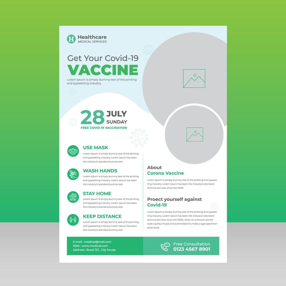 corona medische vaccinatie sjabloonontwerp vector