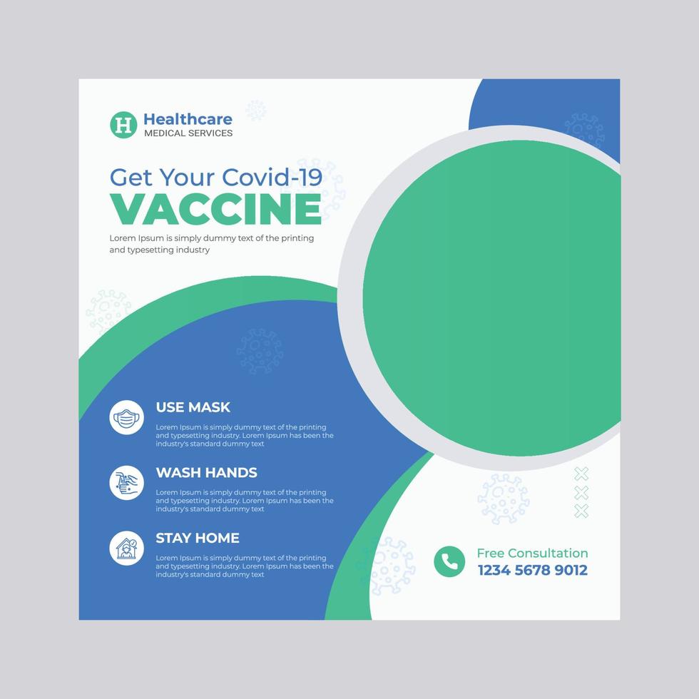 covid-19 vaccinatie social media post banner ontwerpsjabloon vector