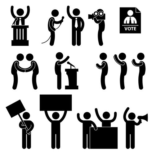 Politicus Verslaggever Verkiezing Stem. vector