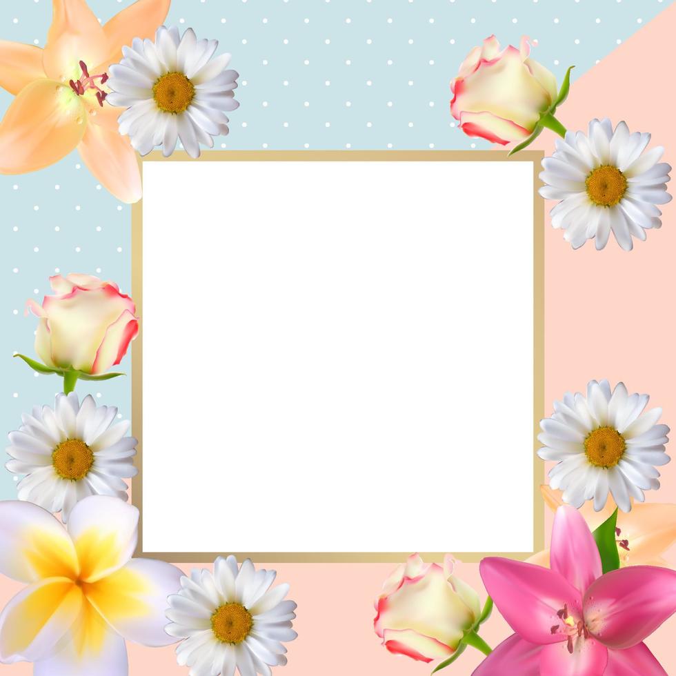 leuke achtergrond met frame en bloemencollectie vector