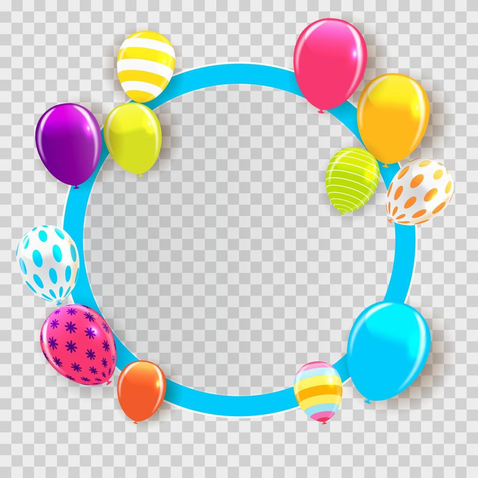 cirkel ballon frame gelukkige verjaardag achtergrond kaartsjabloon vector