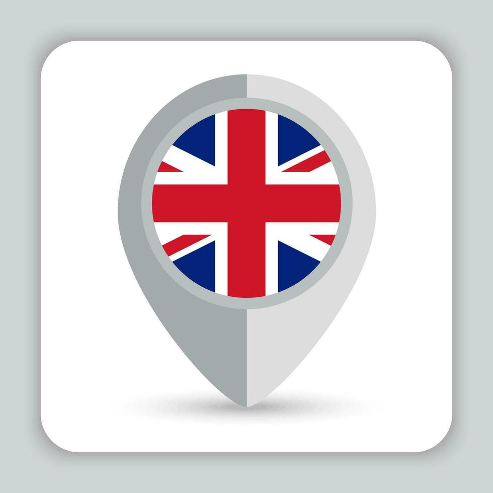 Verenigde koninkrijk vlag pin kaart icoon vector