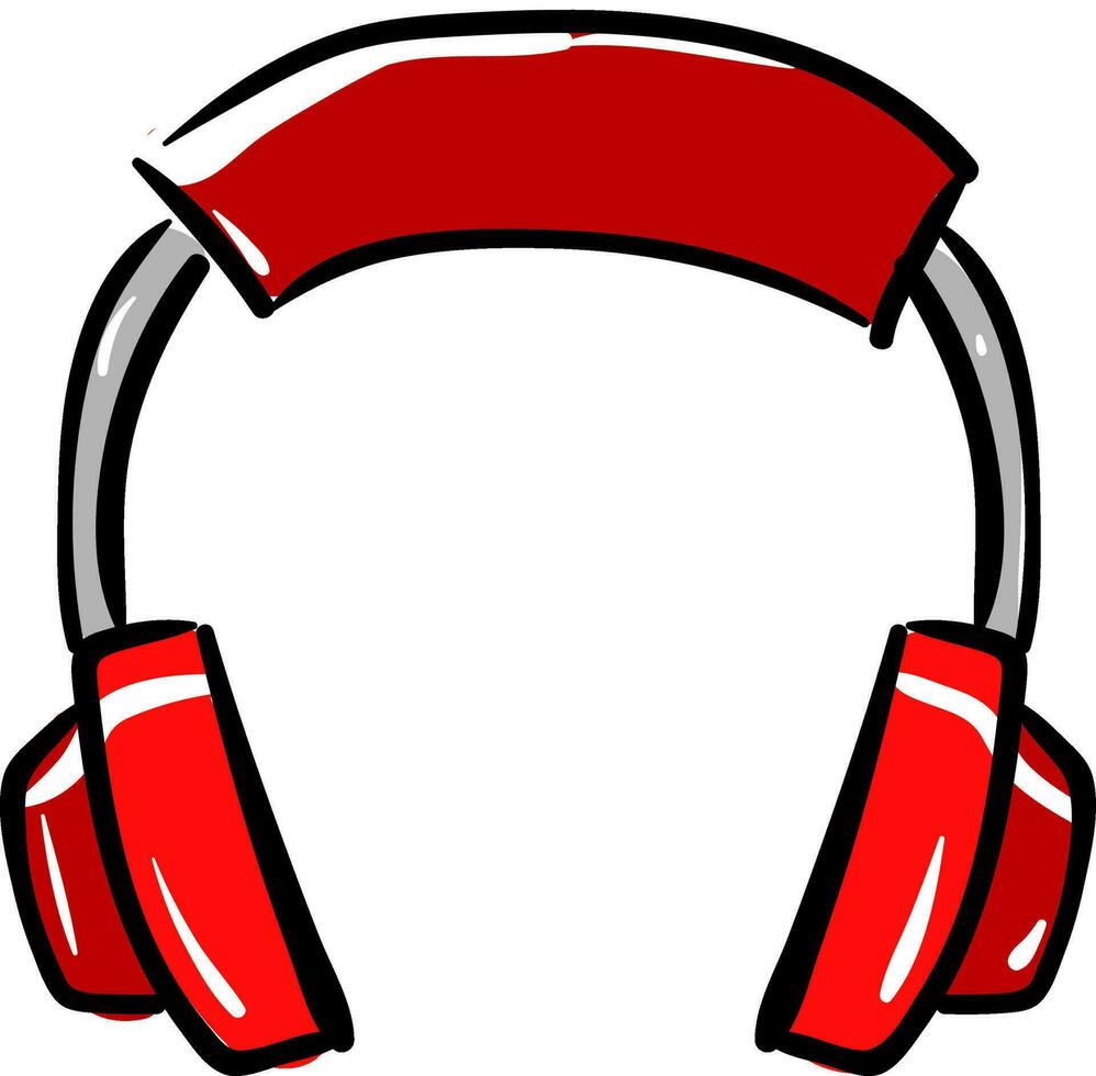 rood kleur koptelefoon, vector of kleur illustratie.