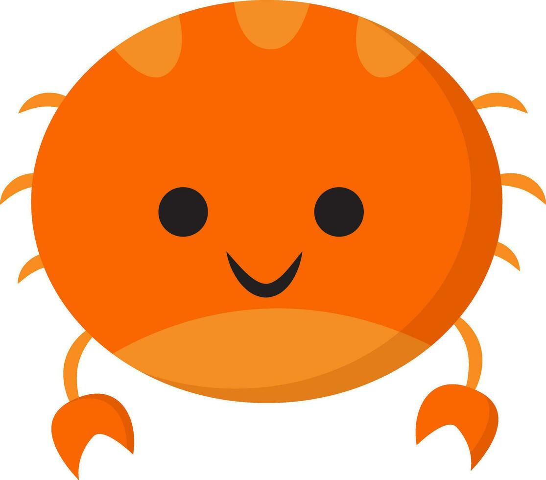 emoji van een glimlachen oranje krab cartoon oranje krab, vector of kleur illustratie