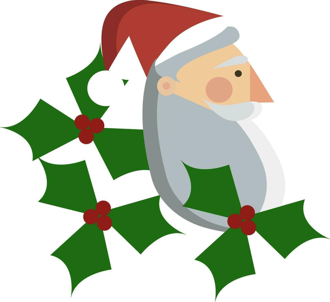 de kerstman claus illustratie met een lang rood pet en een wit baard vector kleur tekening of illustratie