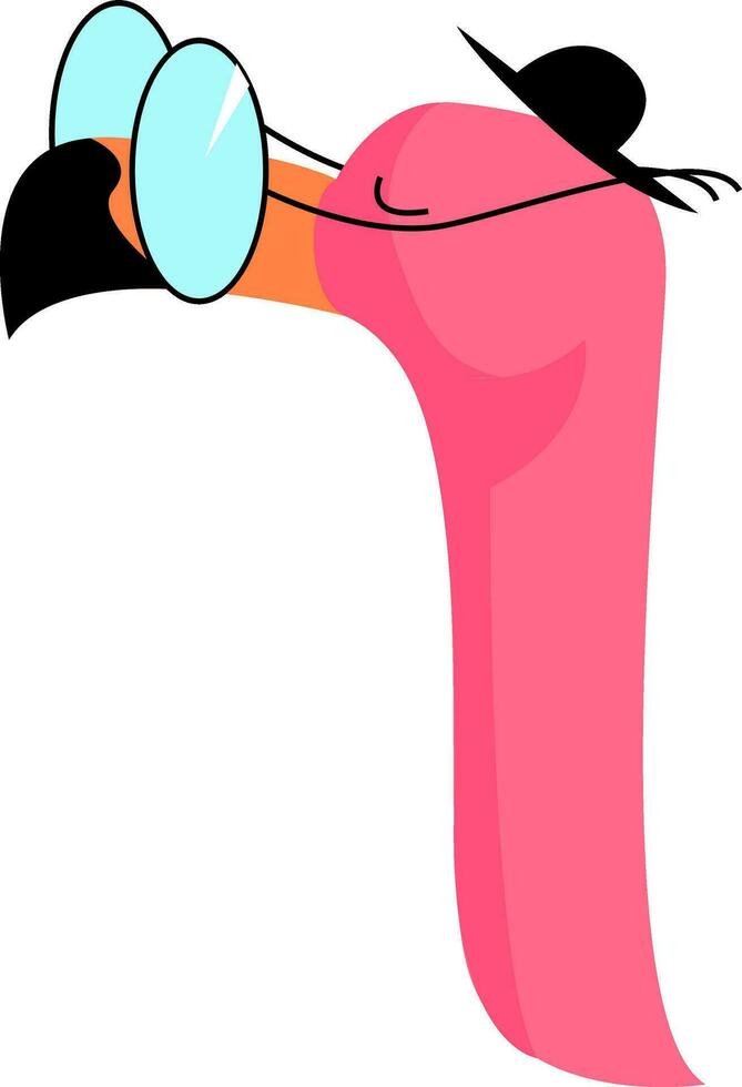 roze gekleurd flamingo vervelend bril en hoed vector of kleur illustratie