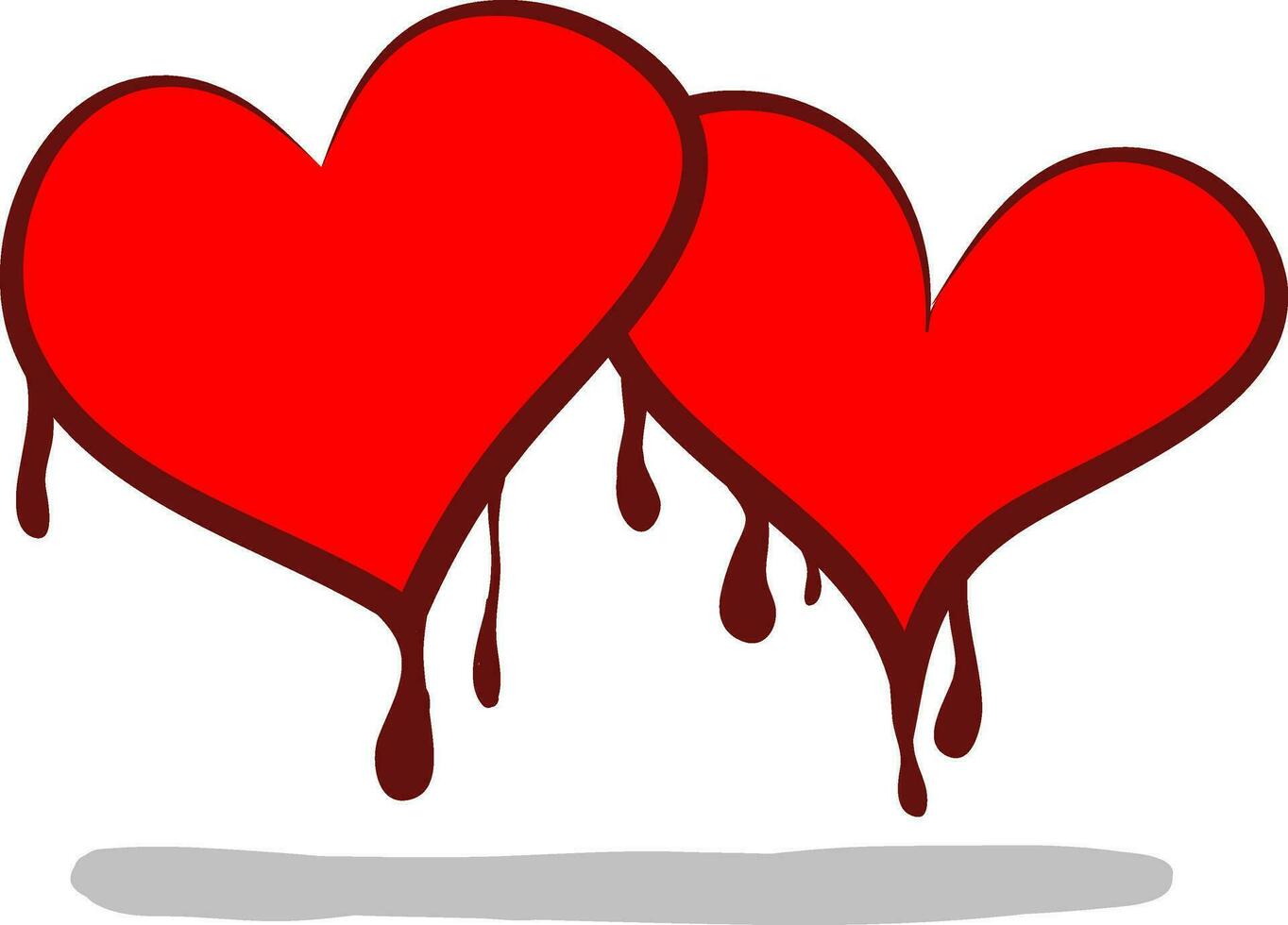 twee tekenfilm harten vergieten bloedvalentines' symbool vector of kleur illustratie
