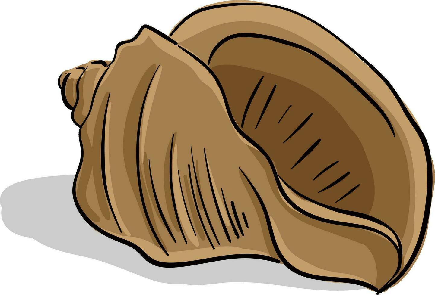 bruin gekleurd tekenfilm schelpschroefvormig zeeschelpbuikpotige schelp vector of kleur illustratie