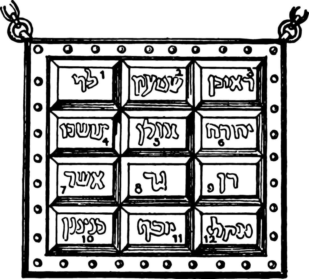 Hebreeuws borstplaat, wijnoogst illustratie vector