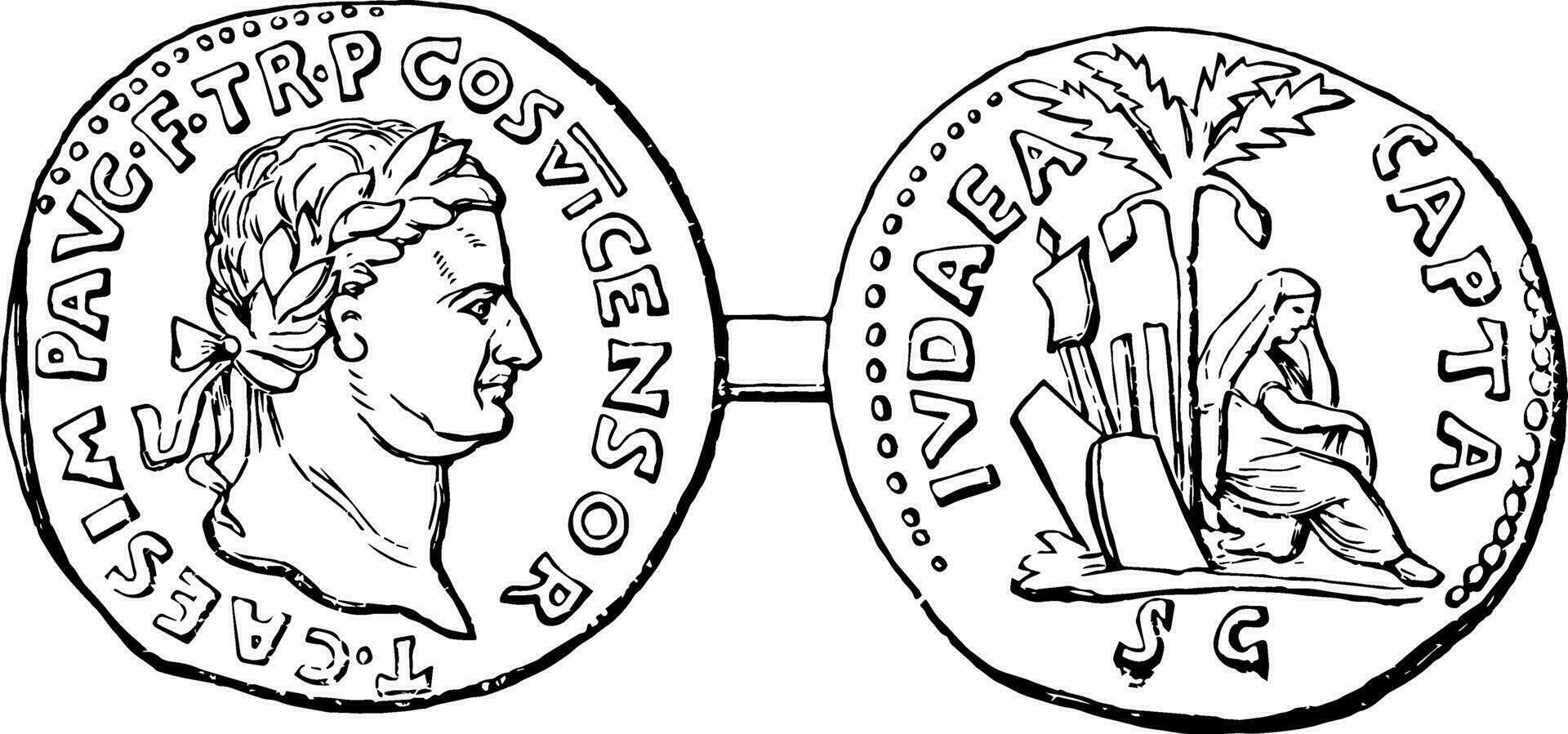Romeins munten denarius wijnoogst illustratie. vector