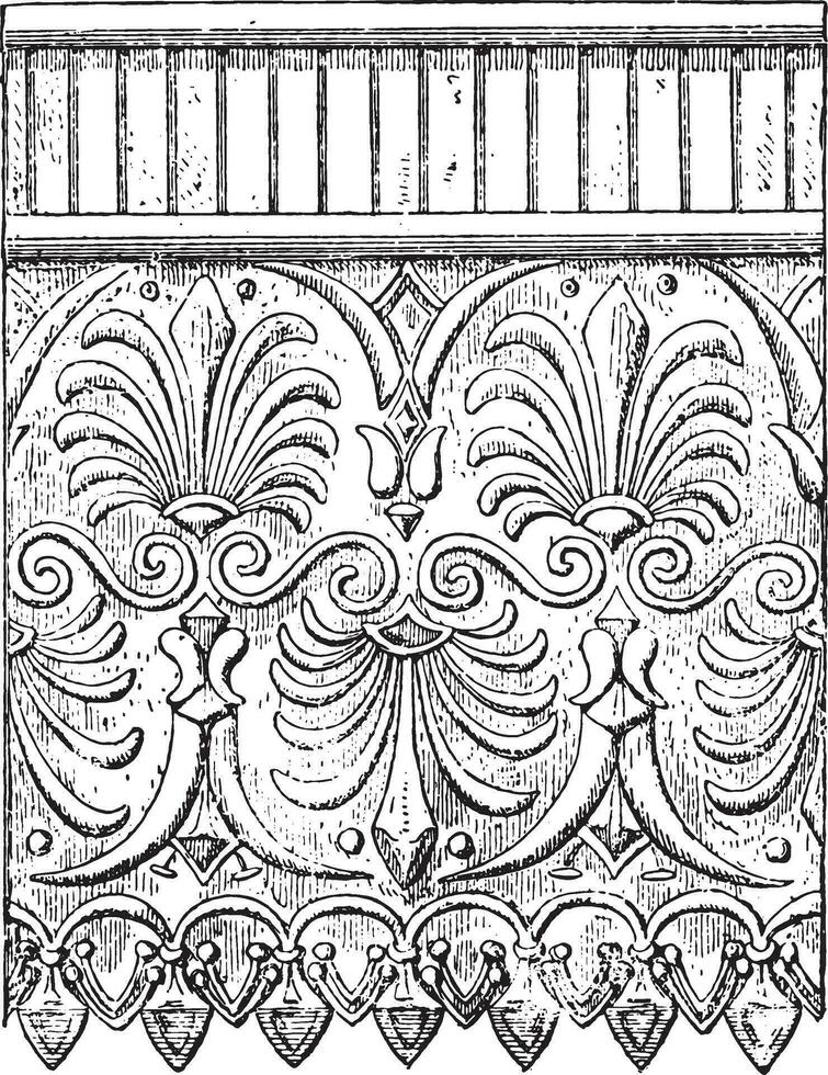 terracotta ornamenten, wijnoogst gravure. vector