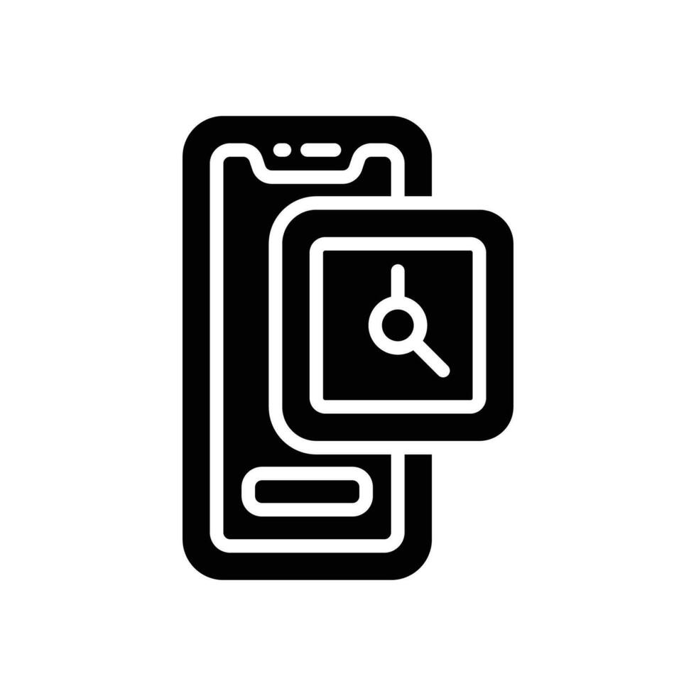 smartphone tijd icoon. vector glyph icoon voor uw website, mobiel, presentatie, en logo ontwerp.