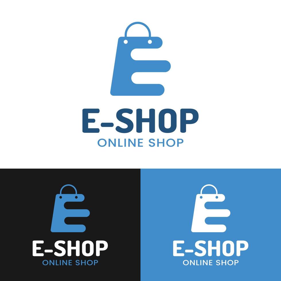 letter eerste e boodschappentas voor online winkel logo ontwerpsjabloon vector