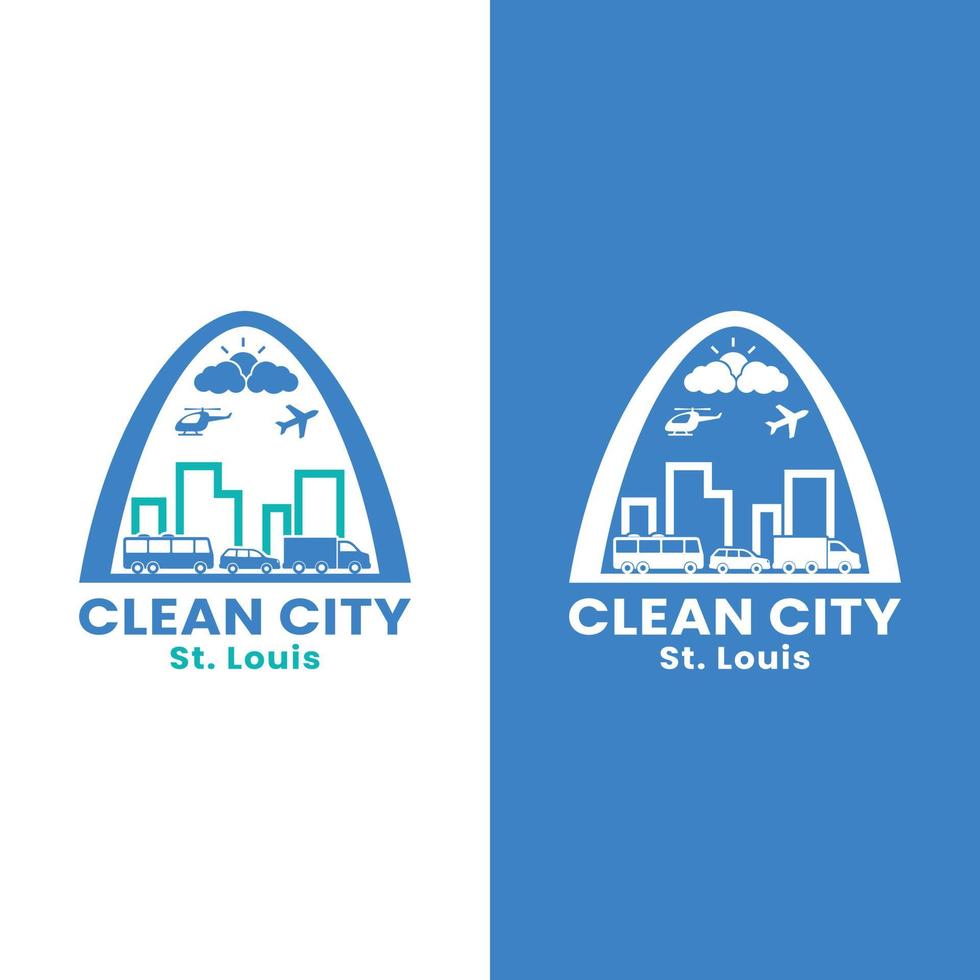 centrum st. louis skyline voor schone stad logo ontwerpsjabloon vector